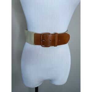 Vintage Leather Stretch Wide Belt 2" x 31.5" retro Boho Preppy
